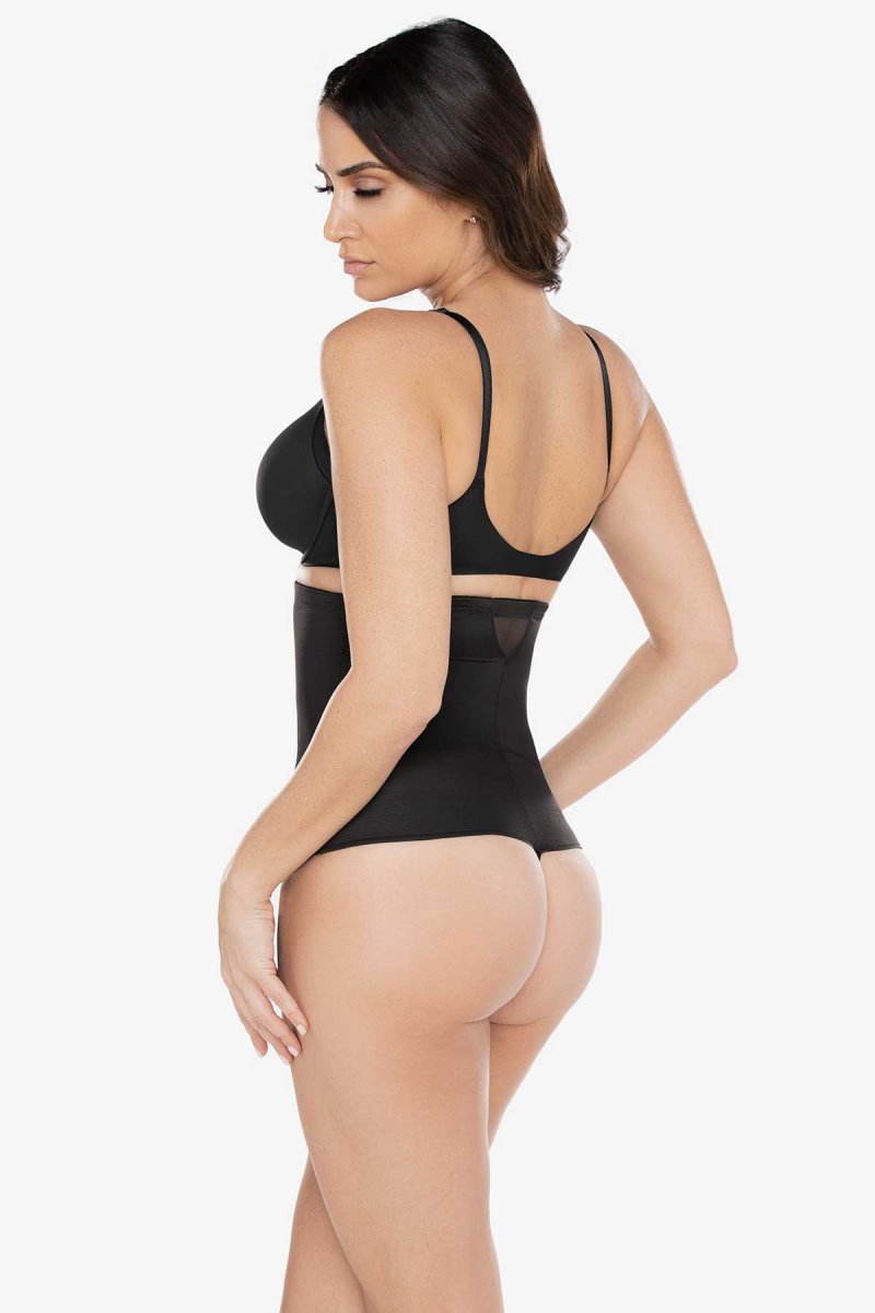 Women's Black Sexy Sheer Extra Firm Control High Waist Thong Shapewear - Miraclesuit USA | QE599909E9