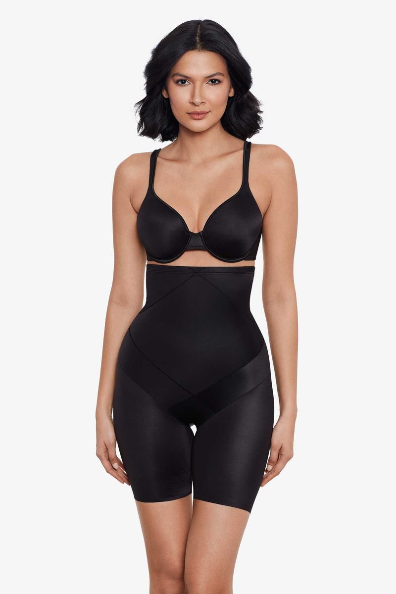 Women's Black Tummy Tuck High Waist Thigh Slimmer Shapewear - Miraclesuit USA | LT825282T7