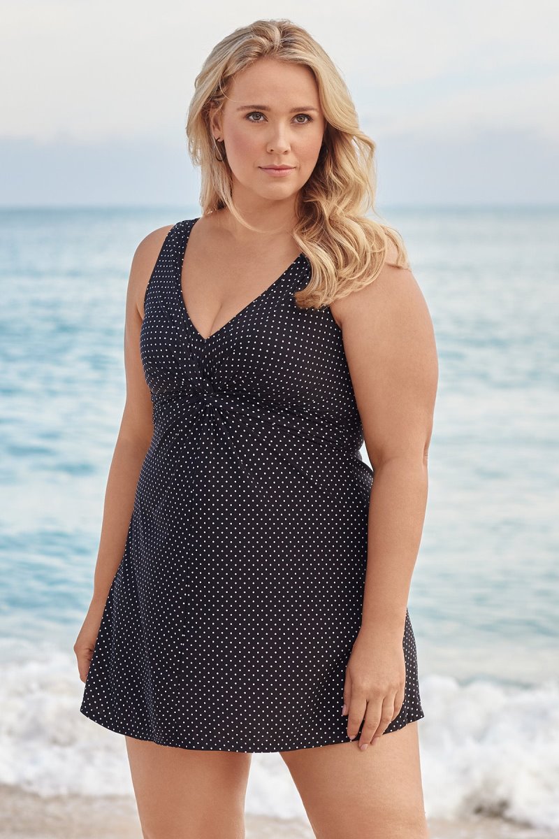 Women\'s Black / White Plus Size Pin Point Marais One Piece - Miraclesuit USA | XY994799N2