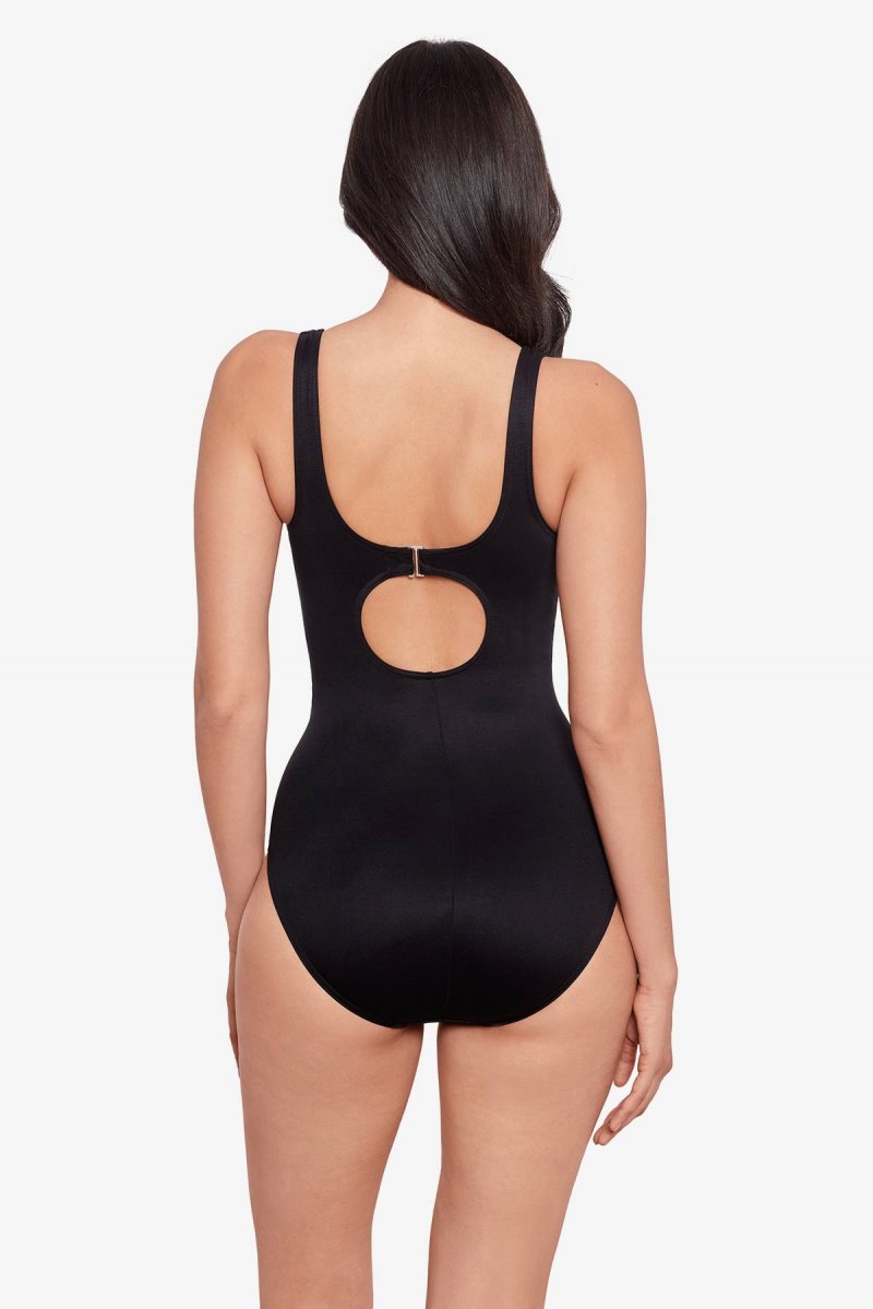 Women's Black / White Sports Page Helix One Piece - Miraclesuit USA | BD736823Q9