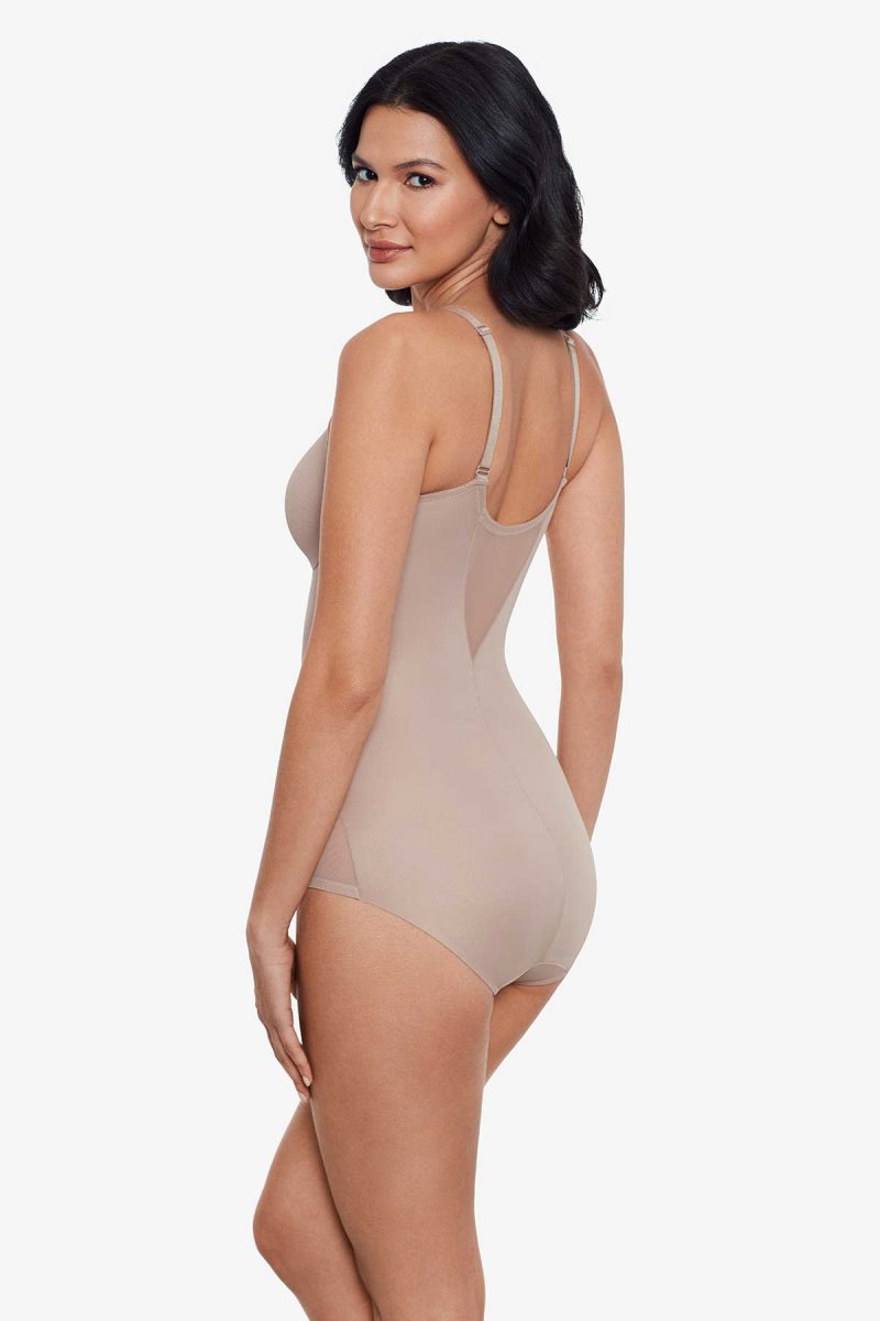 Women's Brown Extra Firm Sexy Sheer Shaping Bodybriefer Shapewear - Miraclesuit USA | XD998189D7