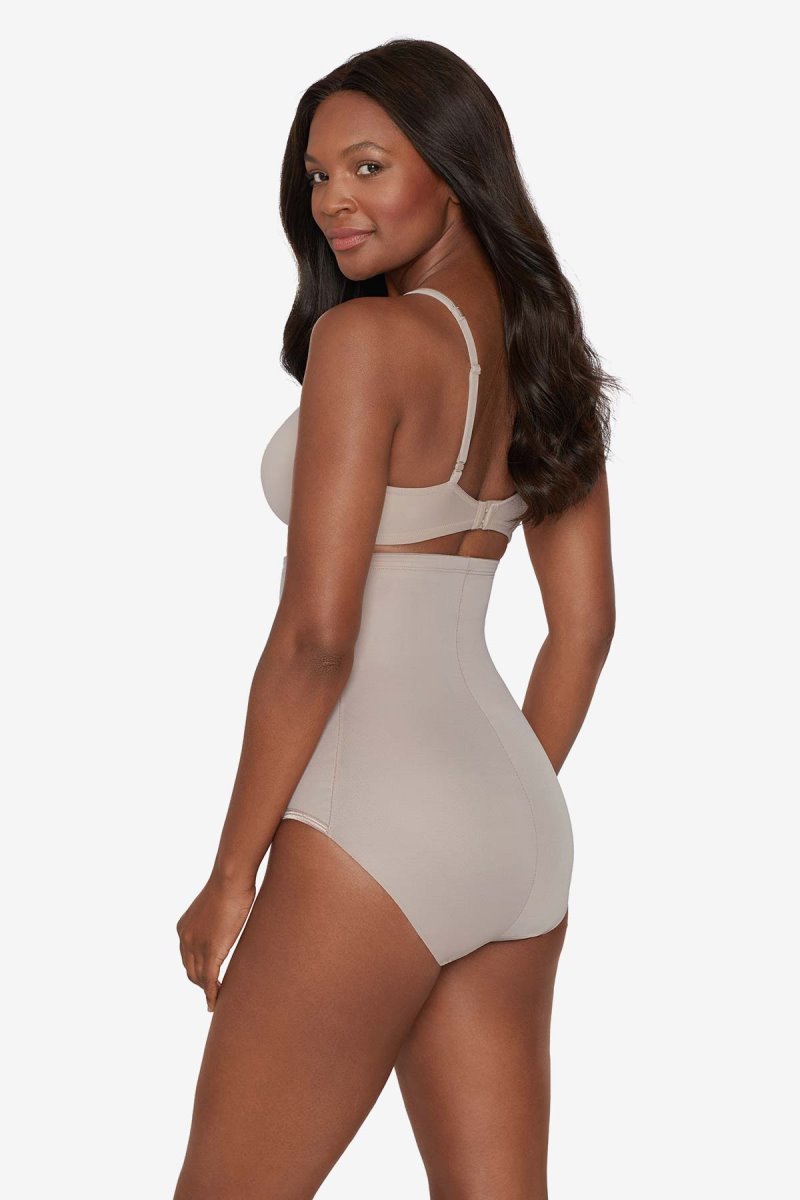 Women's Brown Hi Waist Brief Firm Control Shapewear - Miraclesuit USA | QE506250P4