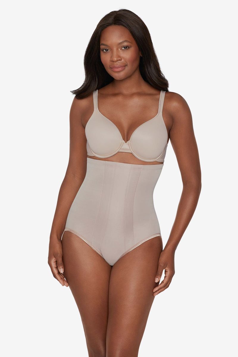 Women's Brown Hi Waist Brief Firm Control Shapewear - Miraclesuit USA | QE506250P4