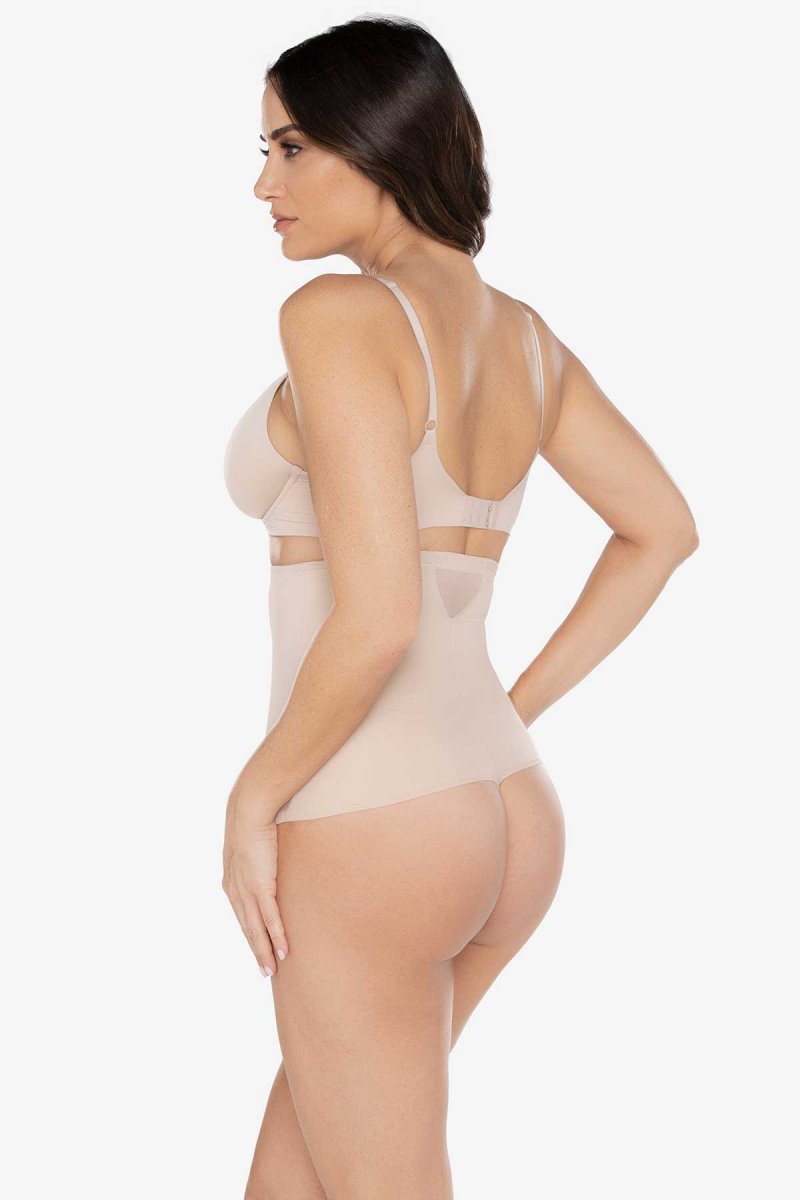 Women's Brown Sexy Sheer Extra Firm Control High Waist Thong Shapewear - Miraclesuit USA | ME365906F8