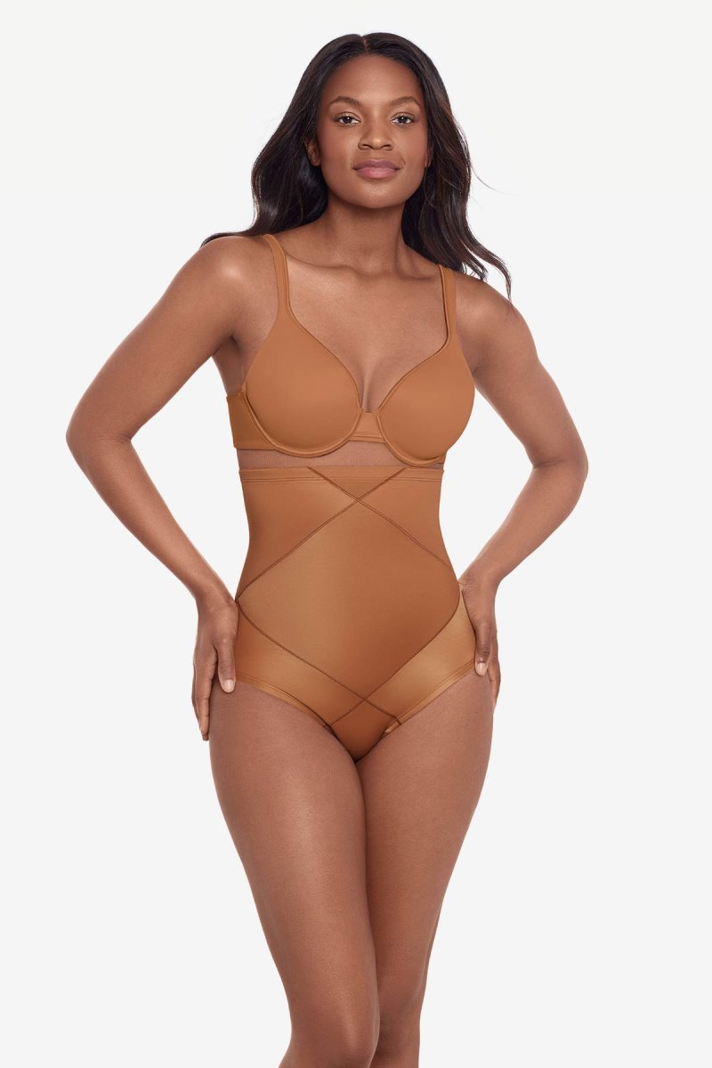 Women's Brown Tummy Tuck High Waisted Shaping Brief Shapewear - Miraclesuit USA | DT353345A6