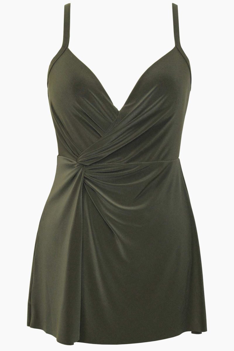 Women's Olive Twisted Sisters Adora Underwire Swim Dress - Miraclesuit USA | PU828092G1